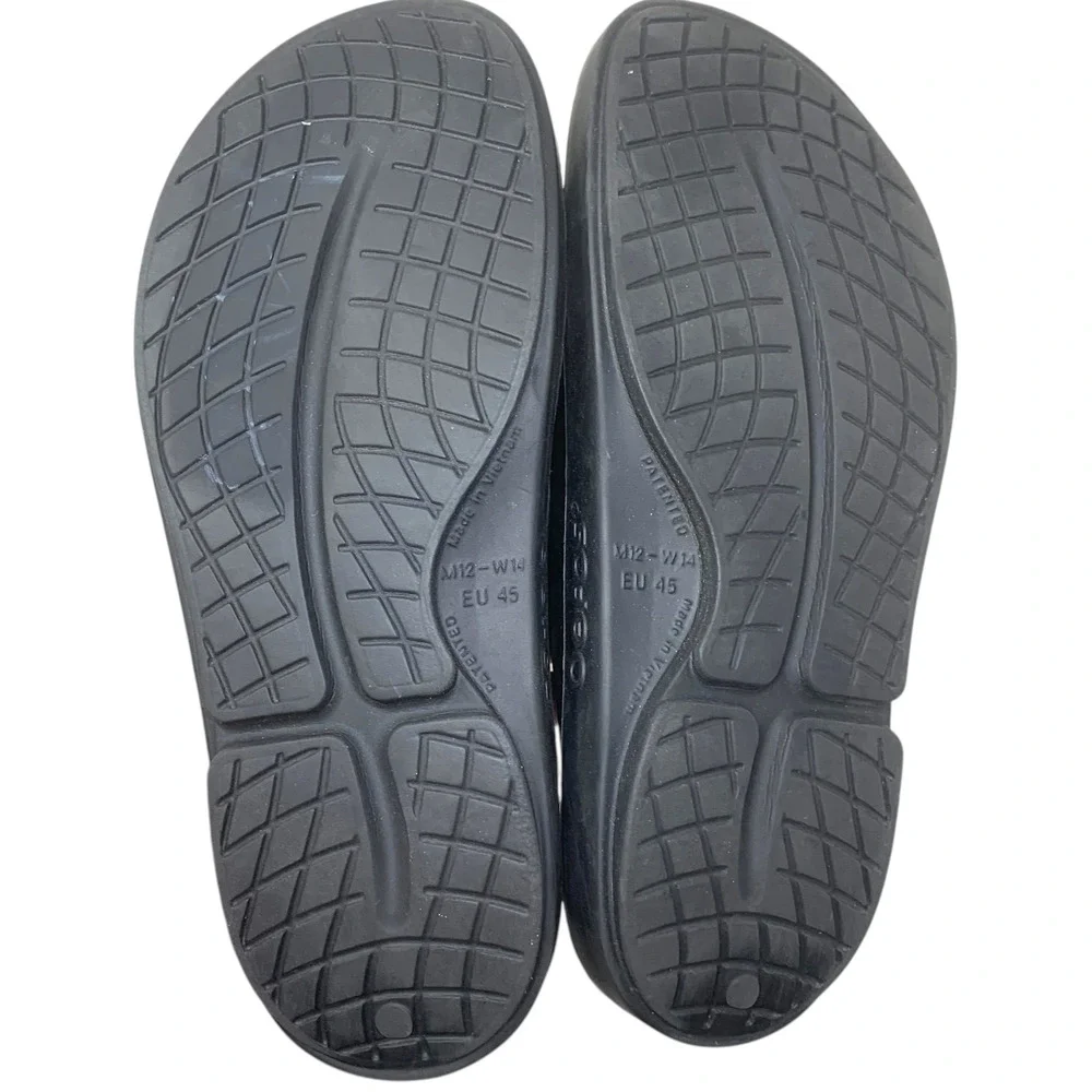 OOFOS OOahh Recovery Slide Sandals Men's Black Comfort Slides Size 12 EU 45
